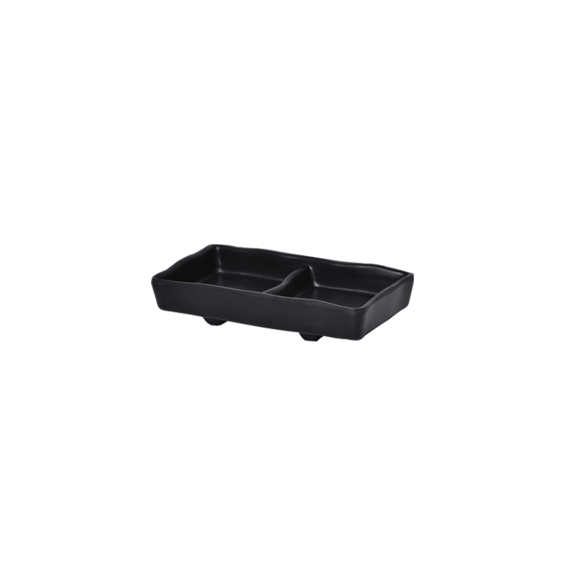 Melawares Zen Black 2-Compartment Sauce Dish 5″