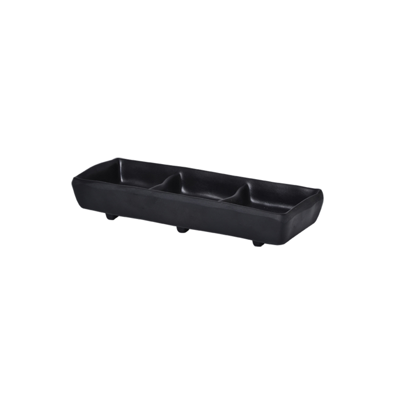 Melawares Zen Black 3-Compartment Sauce Dish 7″