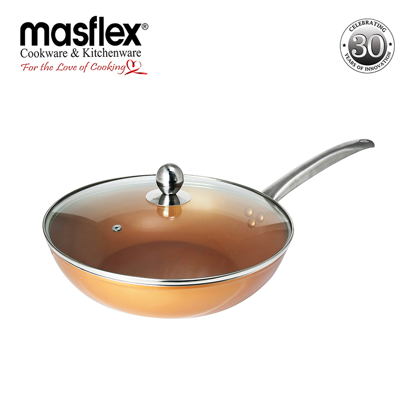 Masflex – Aluminum Non-stick Copper Forged Wok With Lid