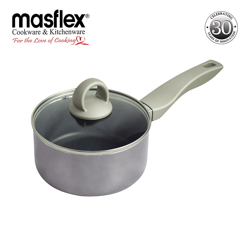 Masflex – Aluminum Non-Stick Platinum Saucepan with Lid