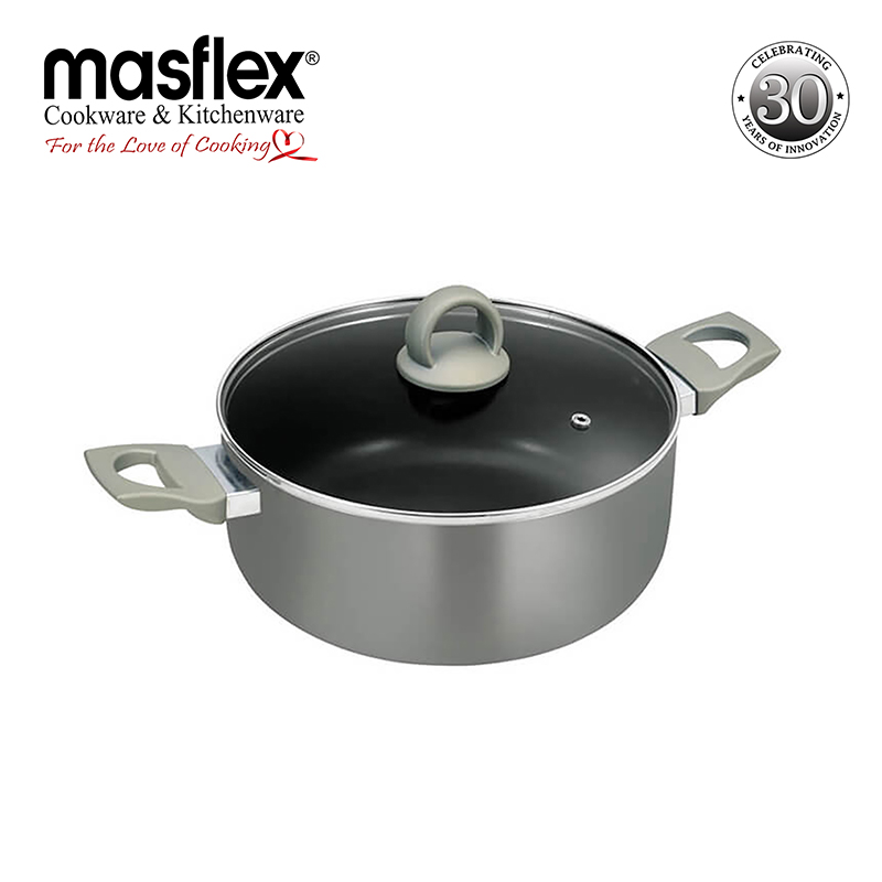 Masflex – Aluminum Non-Stick Platinum Casserole with Glass Lid