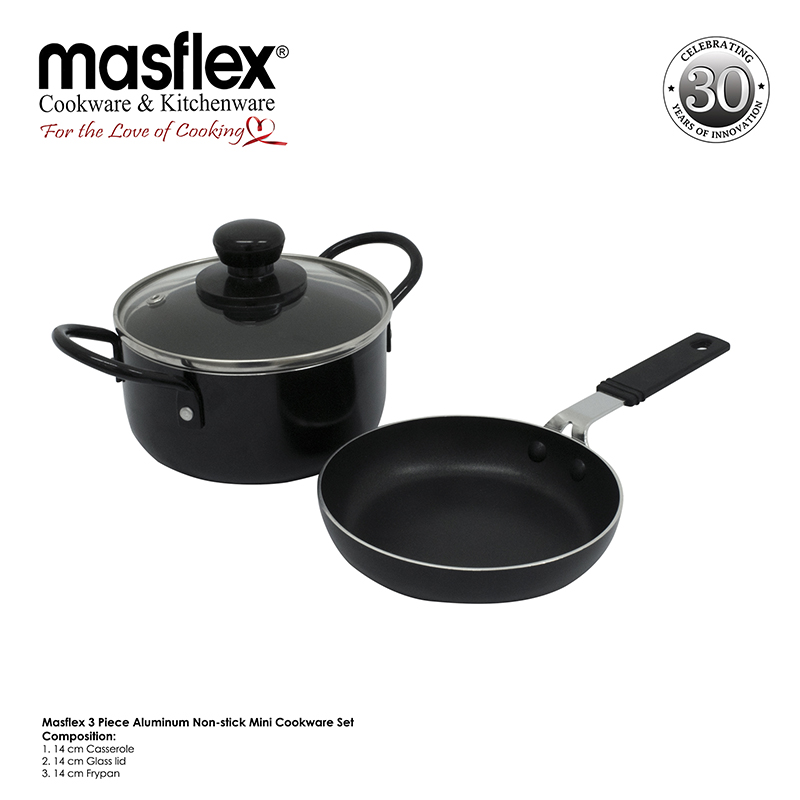 Masflex – 3 Piece Aluminum Non-stick Mini Cookware Set