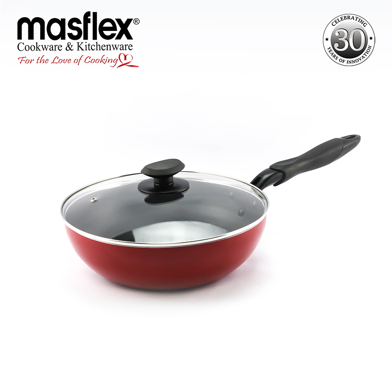 Masflex – Aluminum Non-stick Classic Stir Fry Pan With Glass Lid