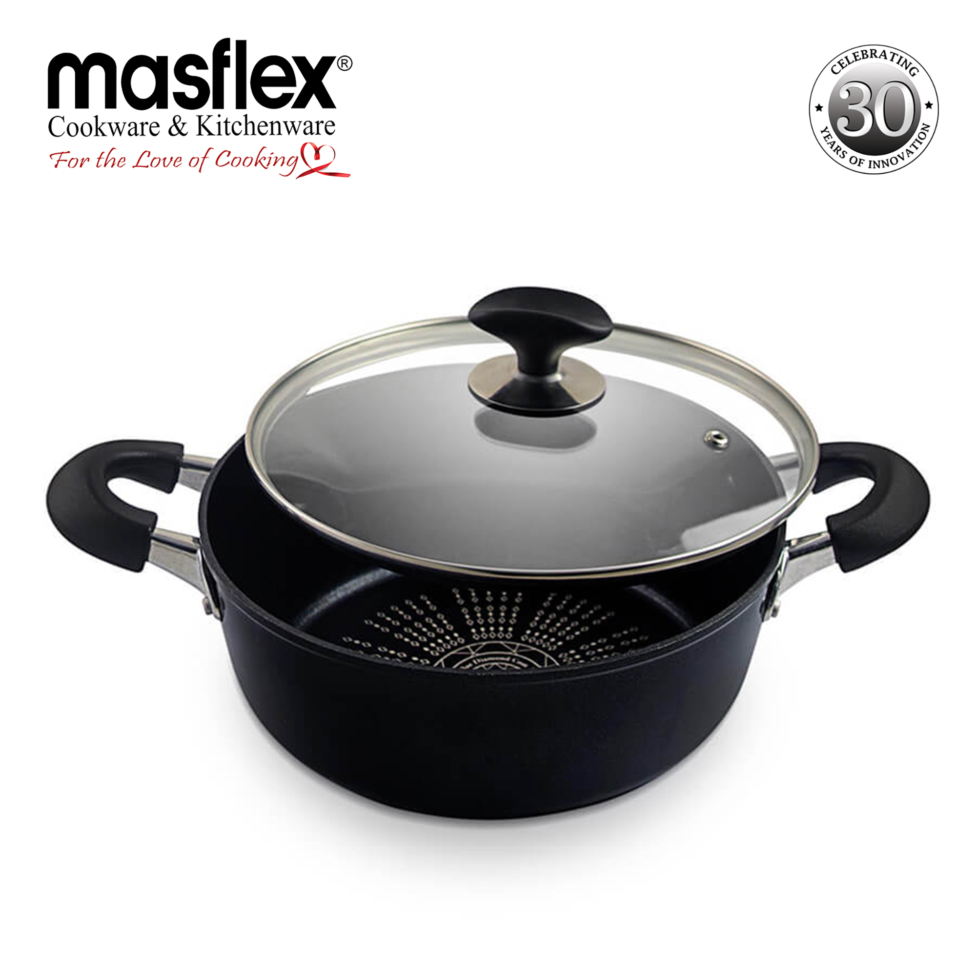 Masflex – Aluminum Non-Stick Diamond Low Casserole with Lid