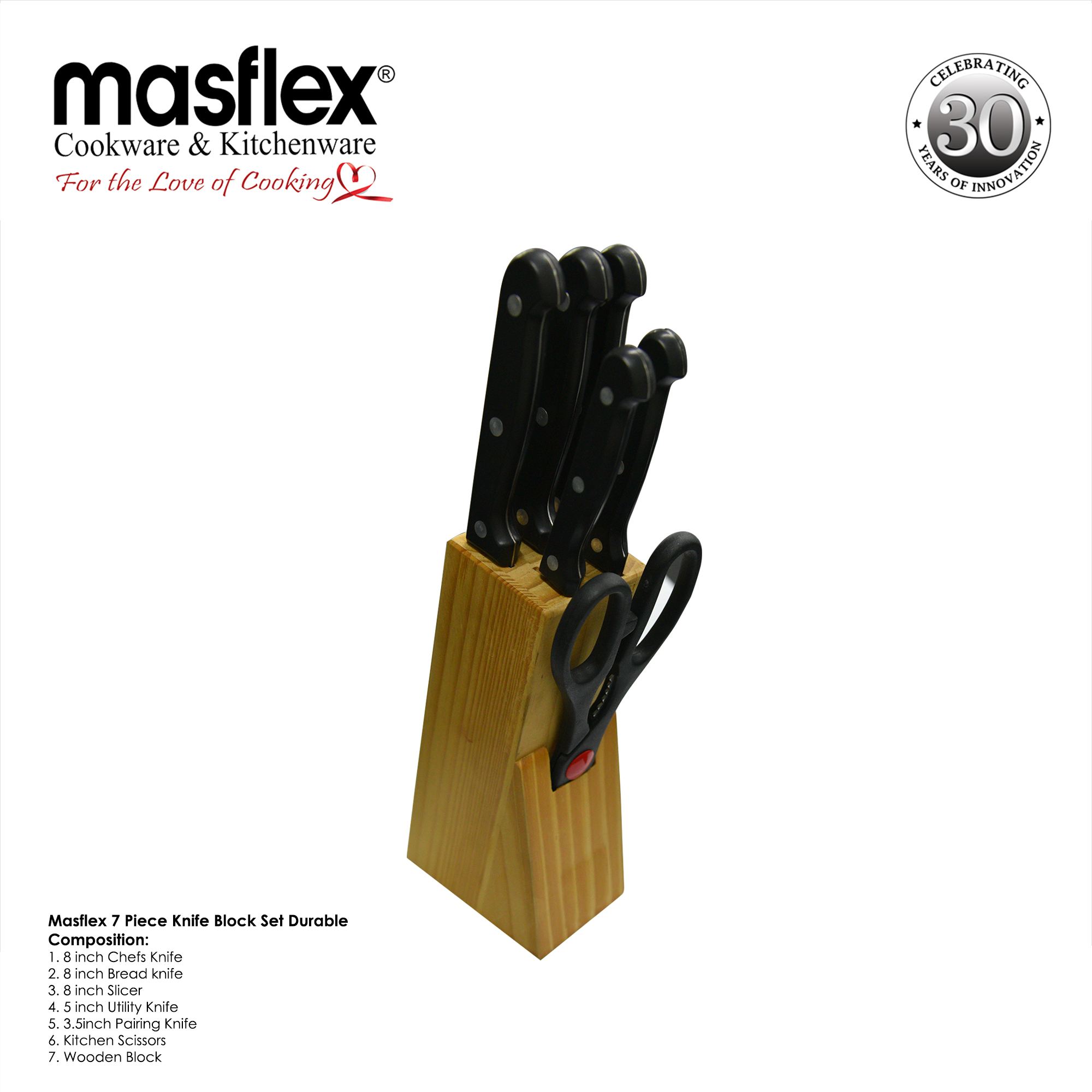 Masflex – 7 Piece Knife Block Set
